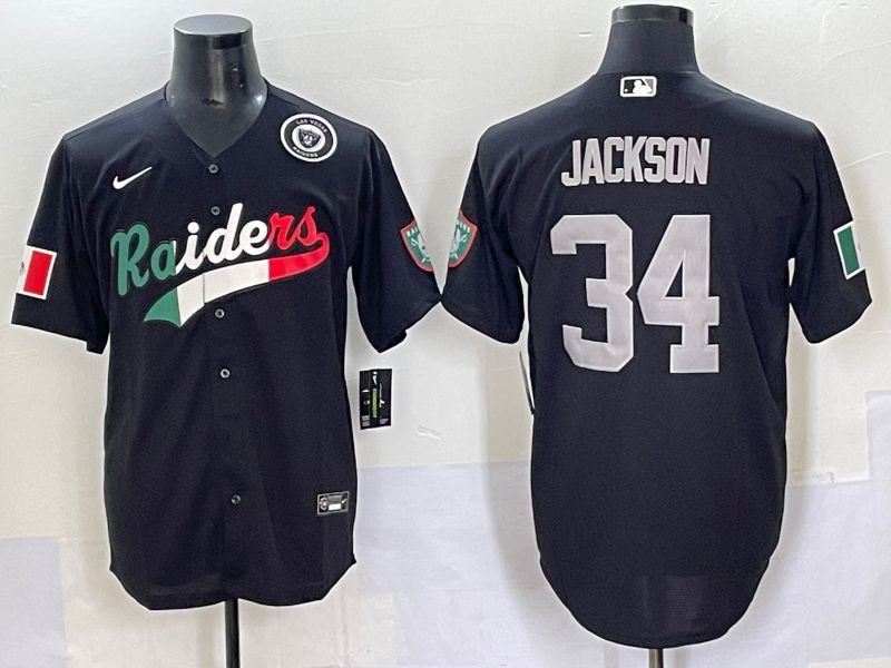 Men 2025 Oakland Raiders #34 Jackson Black Joint Name Nike Limited NFL Jersey style 61